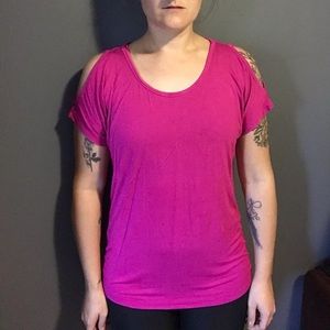 Michael Kors Pink Shirt Shoulder Cutouts Size S